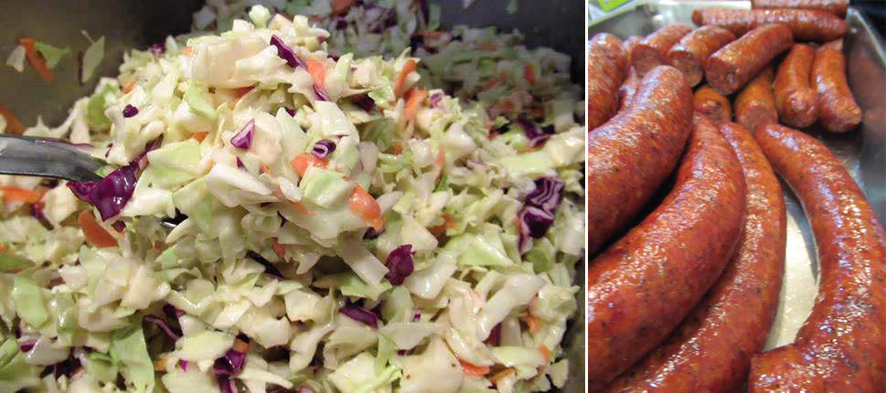 Coleslaw and Sausages