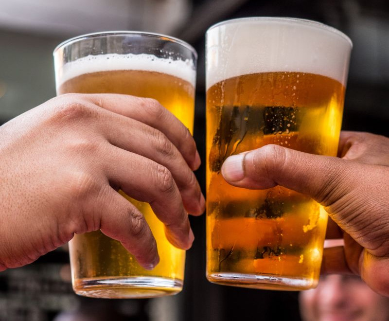 Two friends making a toast