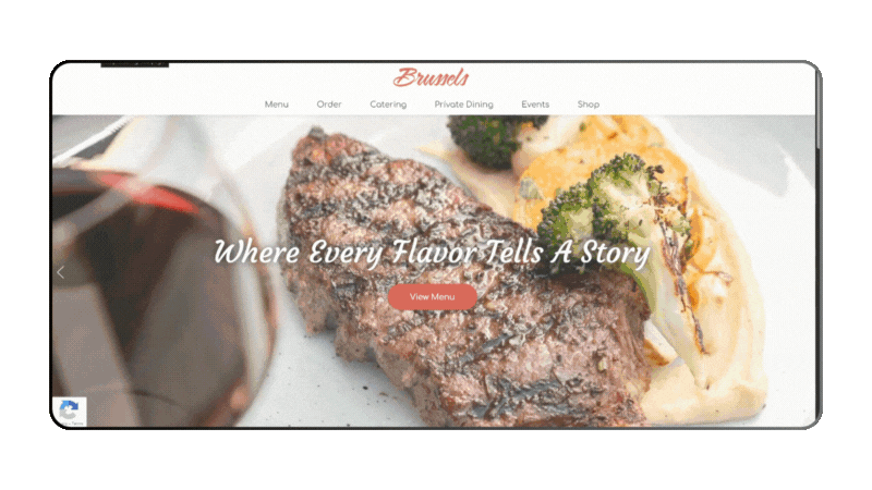 Animated preview of the Brussels website template on desktop